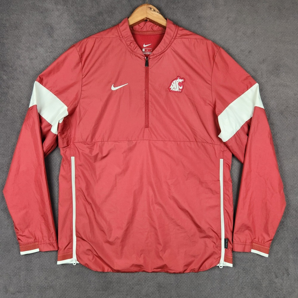 Washington State Cougars Nike Windbreaker Mens Medium Red 1/2 Zip Pullover